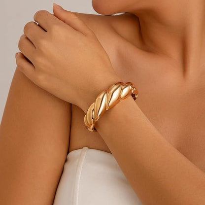 Aurea Dome Cuff Bracelet – High Shine Gold
