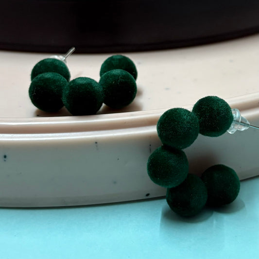 Moss Luxe Velvet Hoops – Forest Green