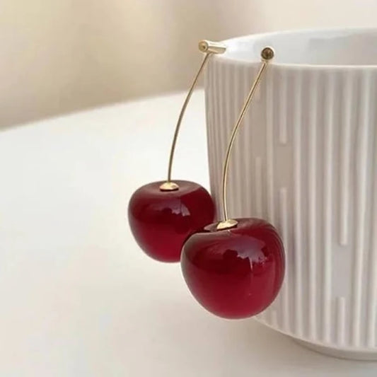 Scarlet Bloom: Cherry Dangle Earrings