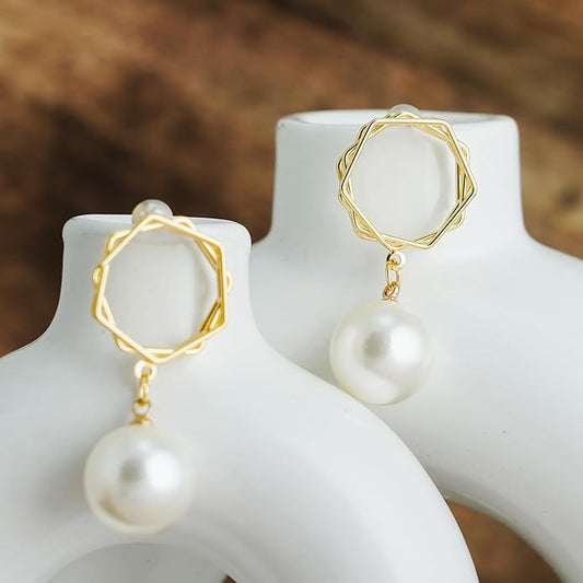 Celeste Glow: Pearl Drop Earrings
